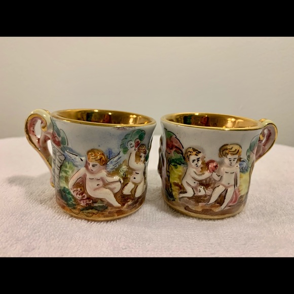 Vintage Signed Capodimonte Gilded Demitasse Cup - Picture 1 of 7